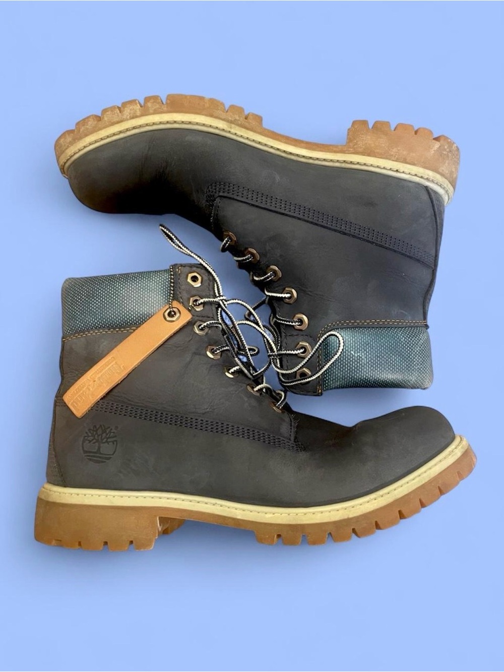 Rare Timberland 6 inch Premium Leather Boots Blue Navy Nubuck A1UKS Mens 8.5